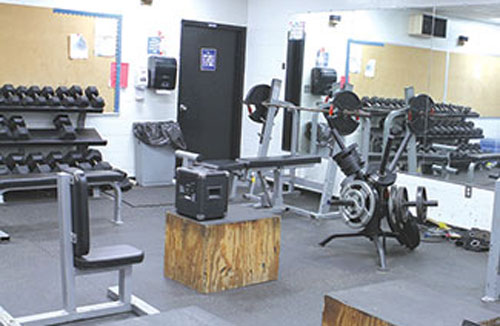 weight room area and machines