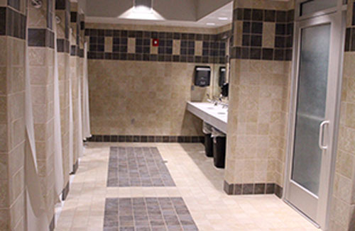 lockeroom showers and sinks